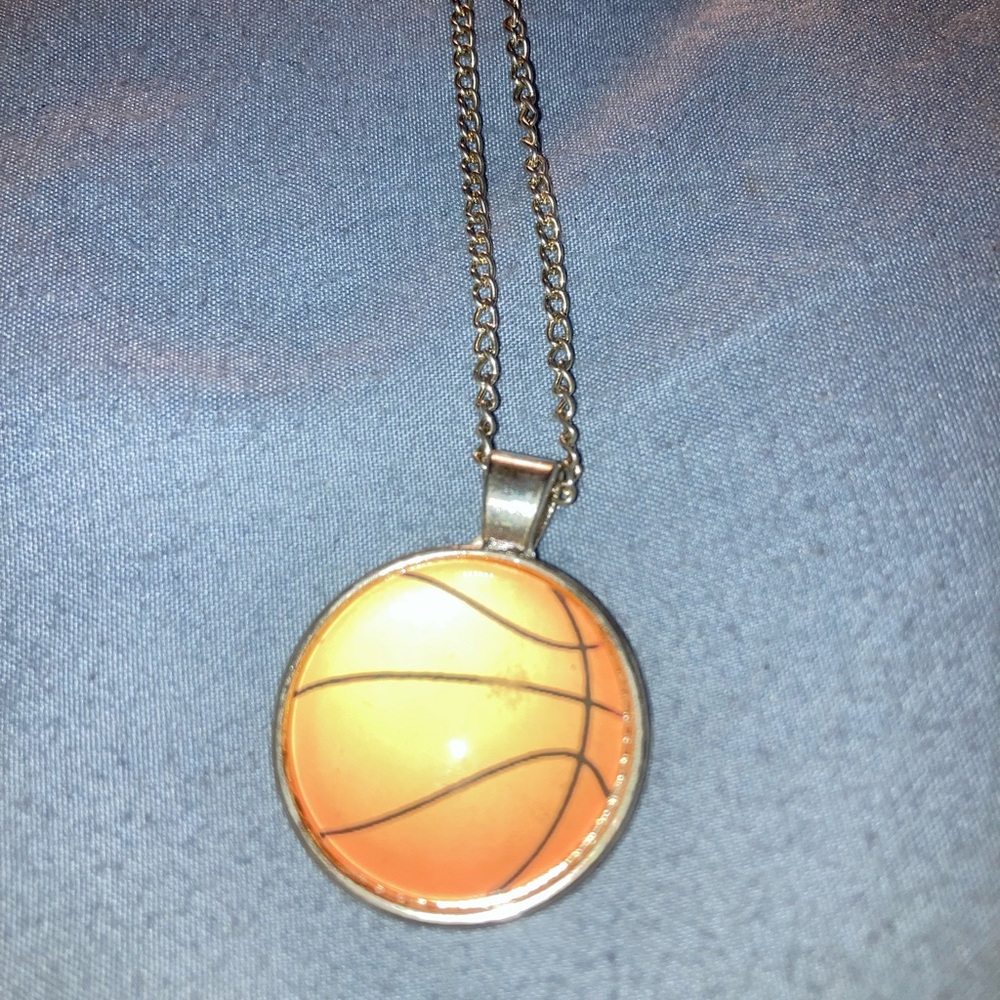 Basketball Pendant Necklace - Orange Sports Charm